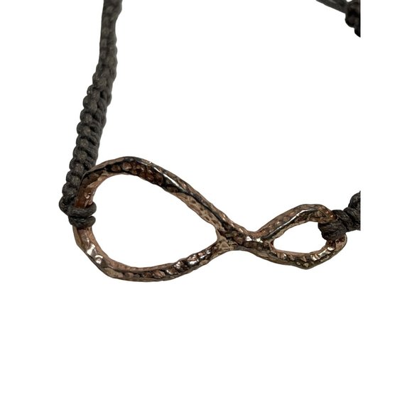 Infininty Symbol Pull String Friendship Bracelet Rose Gold Brown - Picture 2 of 4